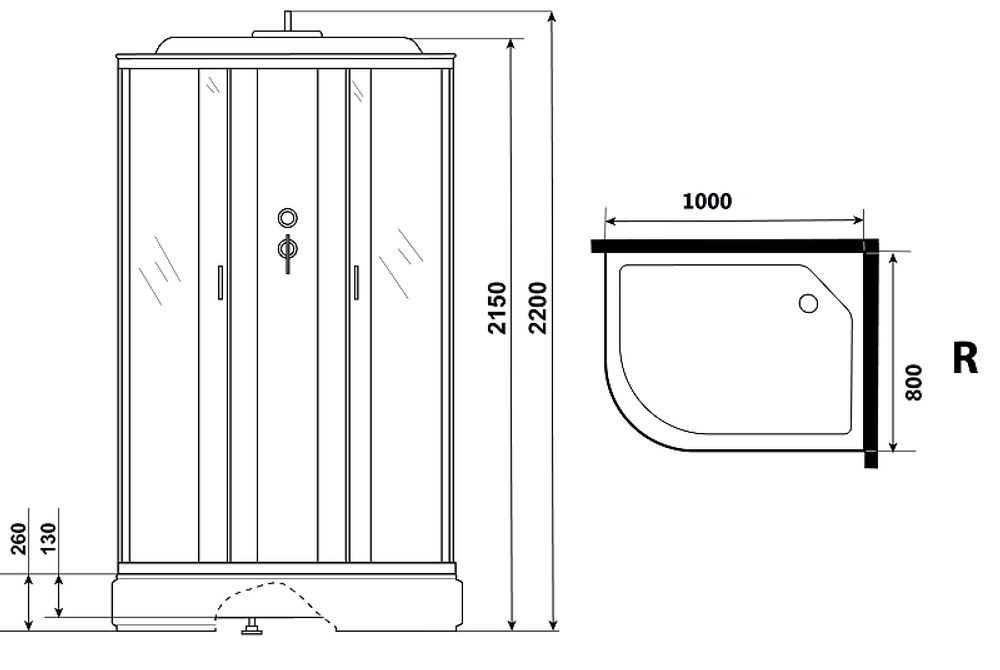 Душевая кабина Niagara Classic 100х80 R NG-33084-14RP без гидромассажа