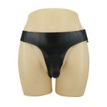 Страпон на эластичных ремнях Ultra Harness Les Dildo - 15 см. (Цвет: черный)