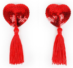 Красные пэстисы-сердечки с кисточками (Цвет: красный)