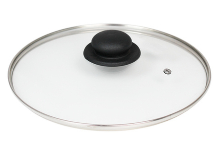 Крышка стеклянная 220мм черная ручка (толщина 3,5мм)