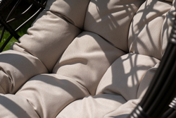 "Венеция" подвесное кресло-кокон из искусственного ротанга, цвет соломенный с бежевой подушкой