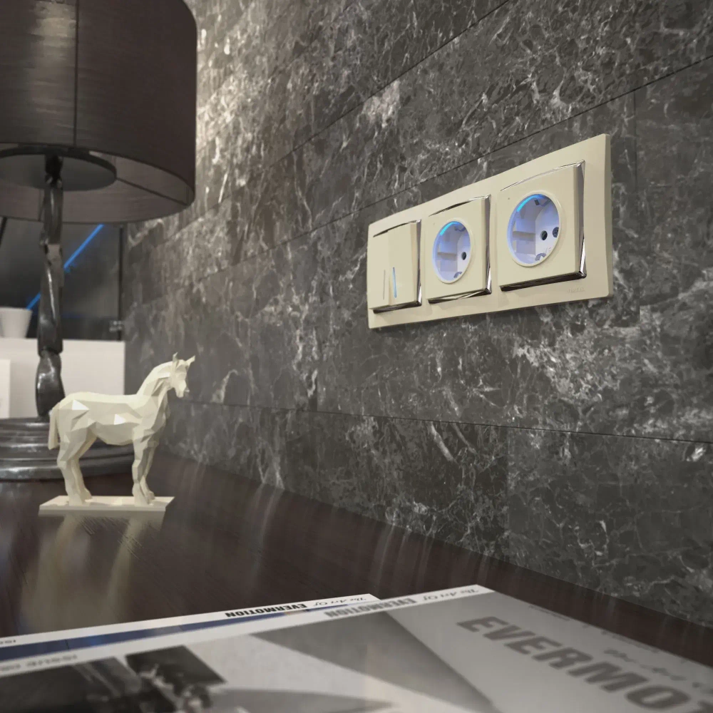 Розетка с подсветкой (слоновая кость глянцевый) W1171403