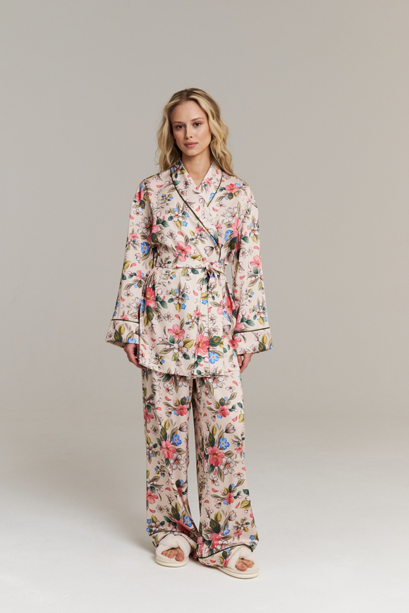 Пижамная блуза-кимоно с шалькой