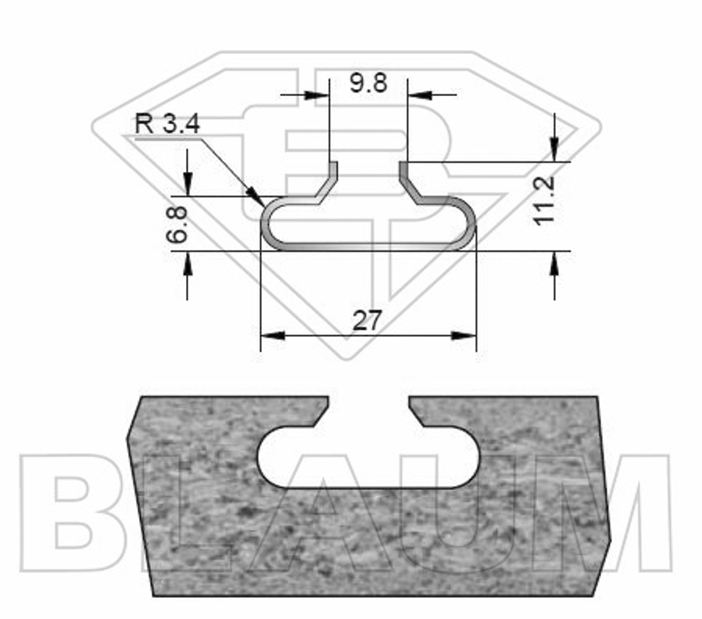PCD фреза под ручку D.28x13,7 S.20х50 Z=2 H=4 RH