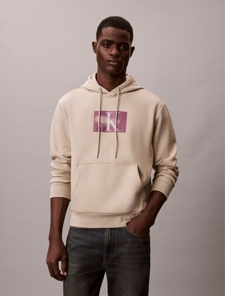 Худи Calvin Klein Fleece Metallic Monogram Graphic Ancient Marble