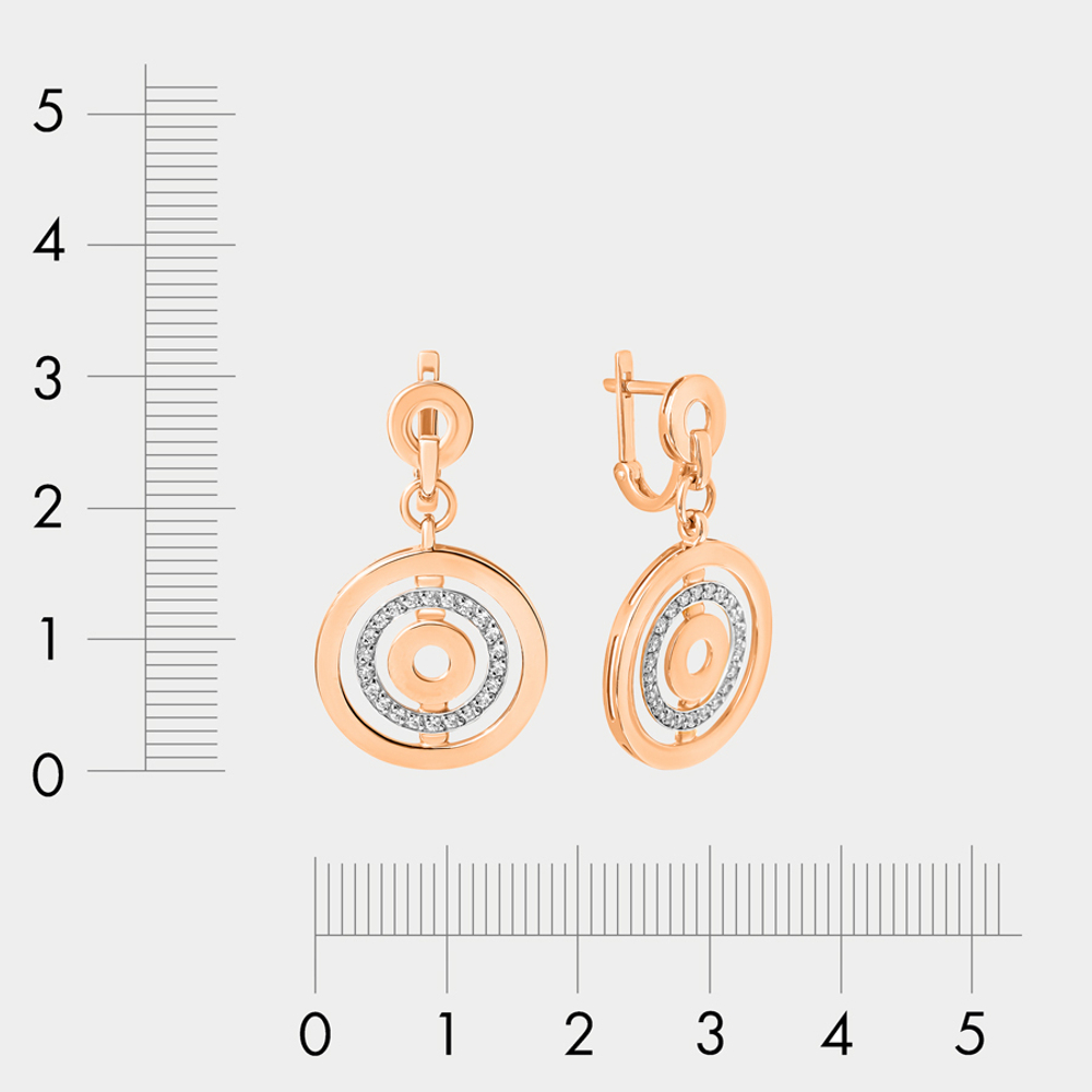 Длинные серьги для женщин из комбинированного золота 585 пробы с фианитом (арт. 023402-1102)
