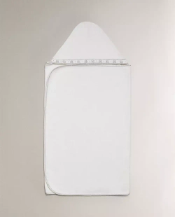 ZARA HOME ДЕТСКОЕ ПОЛОТЕНЦЕ С КАПЮШОНОМ И ПРИНТОМ, ЖЕЛТОВАТО-БЕЛЫЙ