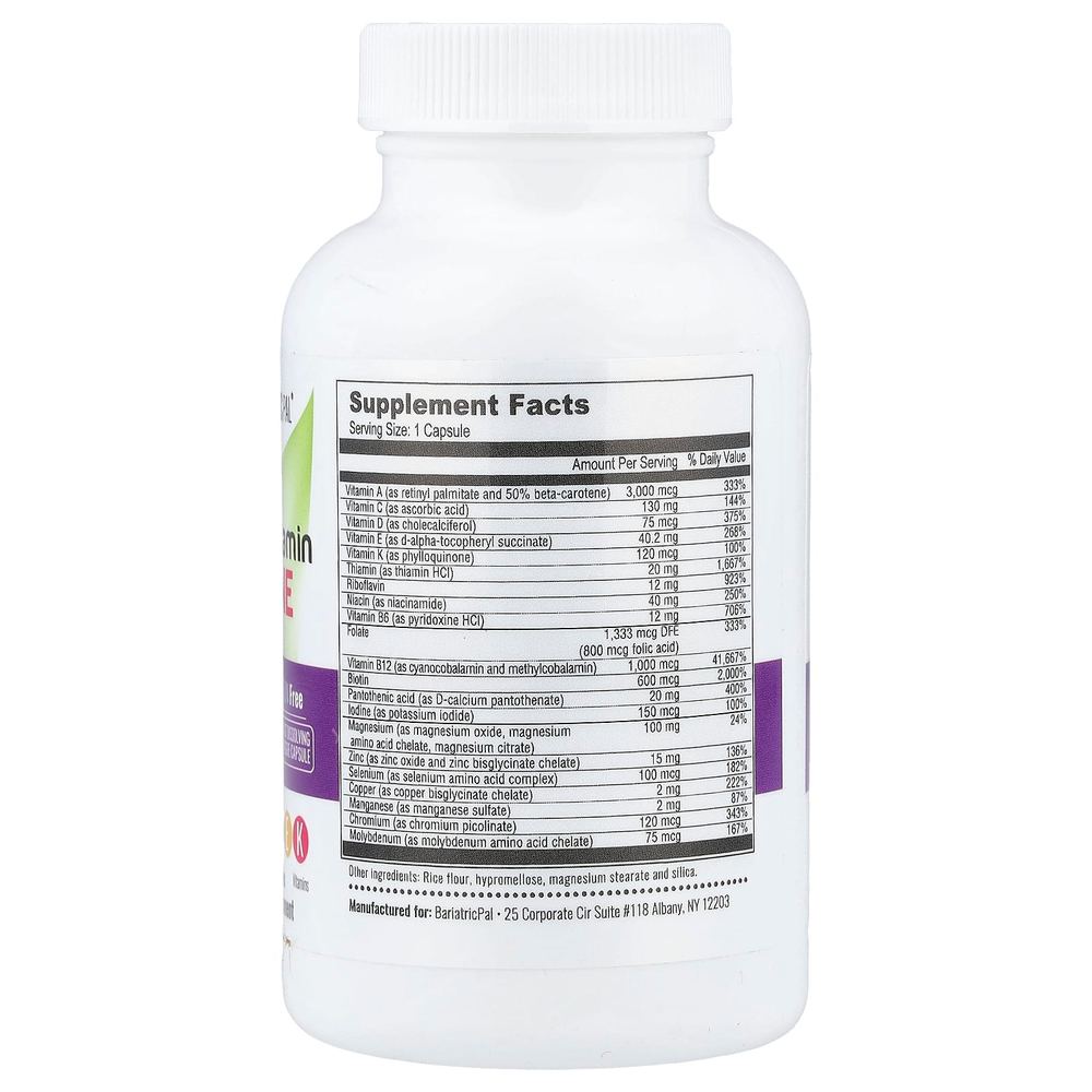 BariatricPal, Multivitamin One, мультивитаминный комплекс, без железа, 90 капсул