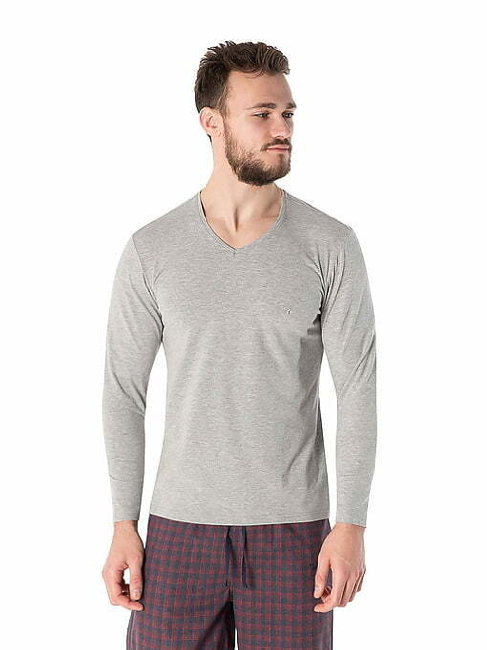 Футболка мужская с V-образным вырезом серый меланж