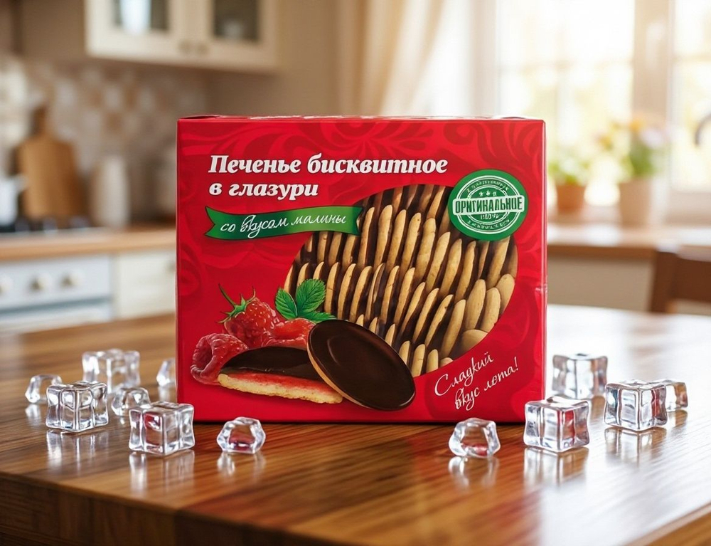 Печенье бисквитное глазированное КИКО со вкусом малины 1,2 кг
