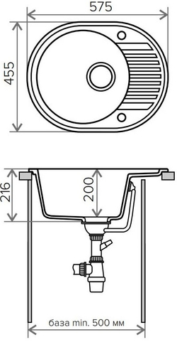 Мойка TOLERO R-122 серый металлик №001С