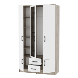 Шкаф трехстворчатый Ронда ШК-3, Дуб крафт серый, Белый