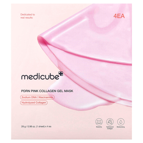 Medicube, BDRN, розовая гелевая маска с коллагеном, 4 шт. по 28 г (0,98 унции)