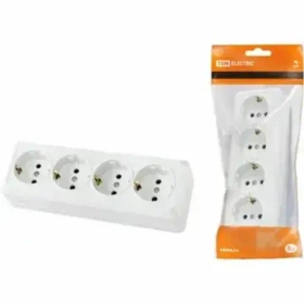 Розетка 4-х местная горизонтальная 2П открытой устан. IP20 10A с з/ш белая "Ладога" TDM SQ1801-0129