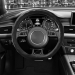 Оплетка руля CarFort CS4152, размер М (38-39 см), экокожа, рельефные ячейки, чёрная