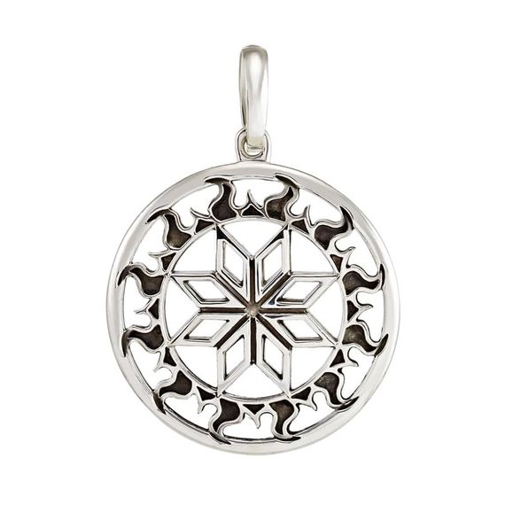 Изображение подвески алатырь символ славян на белом фоне.