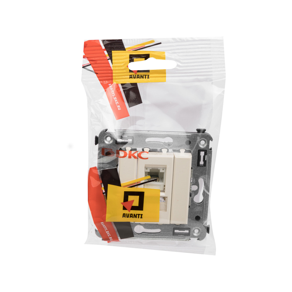 Компьютерная розетка RJ-45 в стену, кат.5e одинарная, "Avanti","Ванильная дымка"