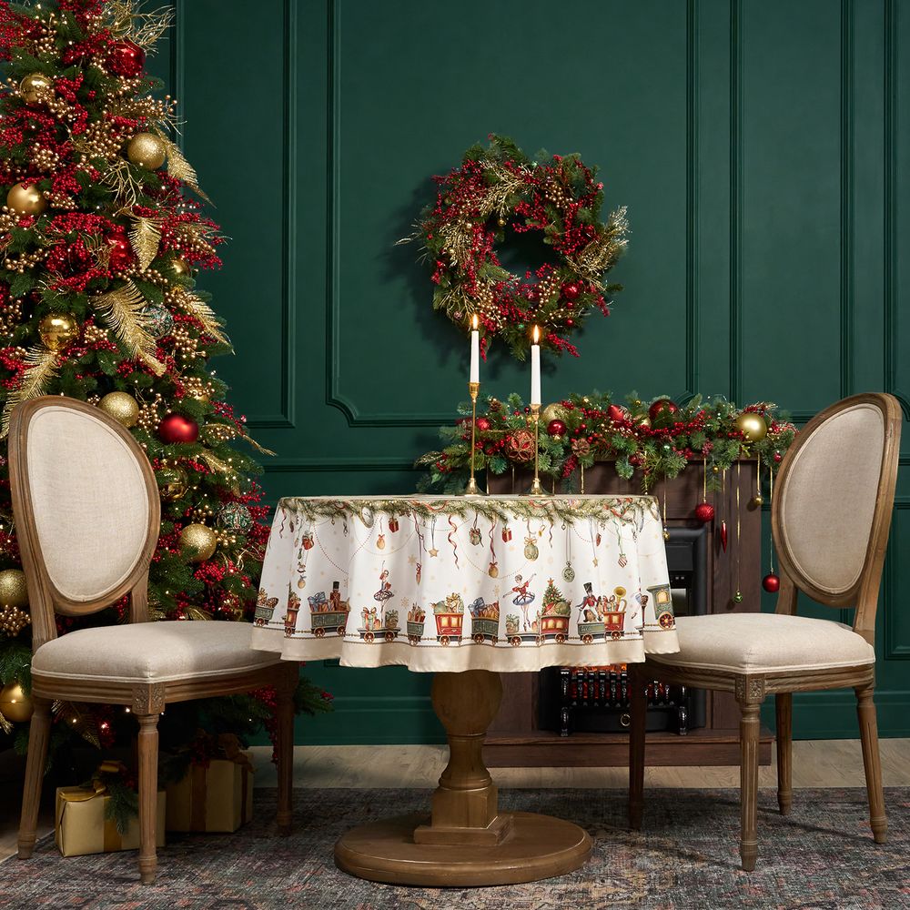 СКАТЕРТЬ КРУГЛАЯ "ЩЕЛКУНЧИК" ,150СМ , БЕЖЕВЫЙ ,100% ХЛОПОК , ТВИЛ