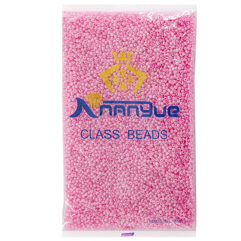 Бисер Alingar размер №8 вес 450 гр., розовый перламутровый, непрозрачный, пакет