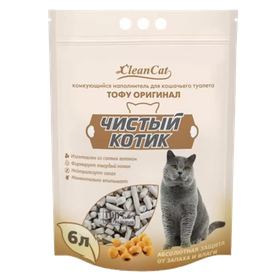 Чистый котик Наполнитель комкующийся Тофу Оригинал 6л.