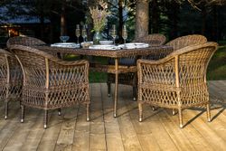 "Амароне" обеденная группа из искусственного ротанга на 6 персон, цвет коричневый