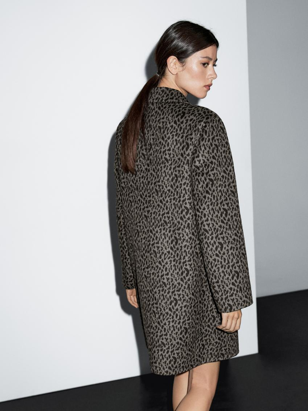 Massimo Dutti Пальто с принтом, серый