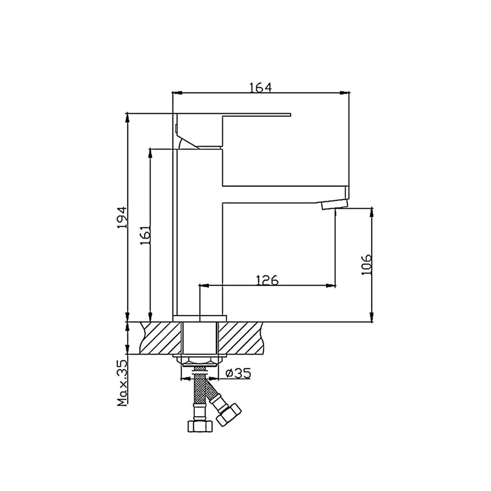 Смеситель для раковины 35к HB10803 HAIBA б/отв п/гайку НЕРЖ