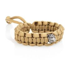 Браслет с шармом Волк из мельхиора - армейский паракорд