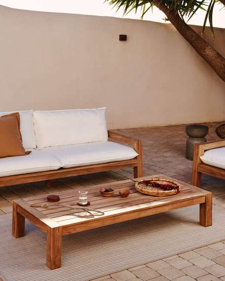 Уличный журнальный столик Forcanera из массива тика 150x71 см