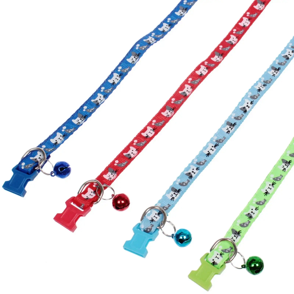 Ошейник с колокольчиком 1*19-32см «Zoo City-Котик» микс цветов (минивложение 12шт)