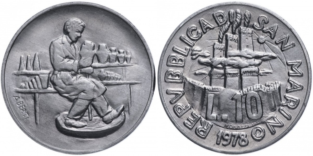 Сан-Марино 10 лир, 1978 Работа