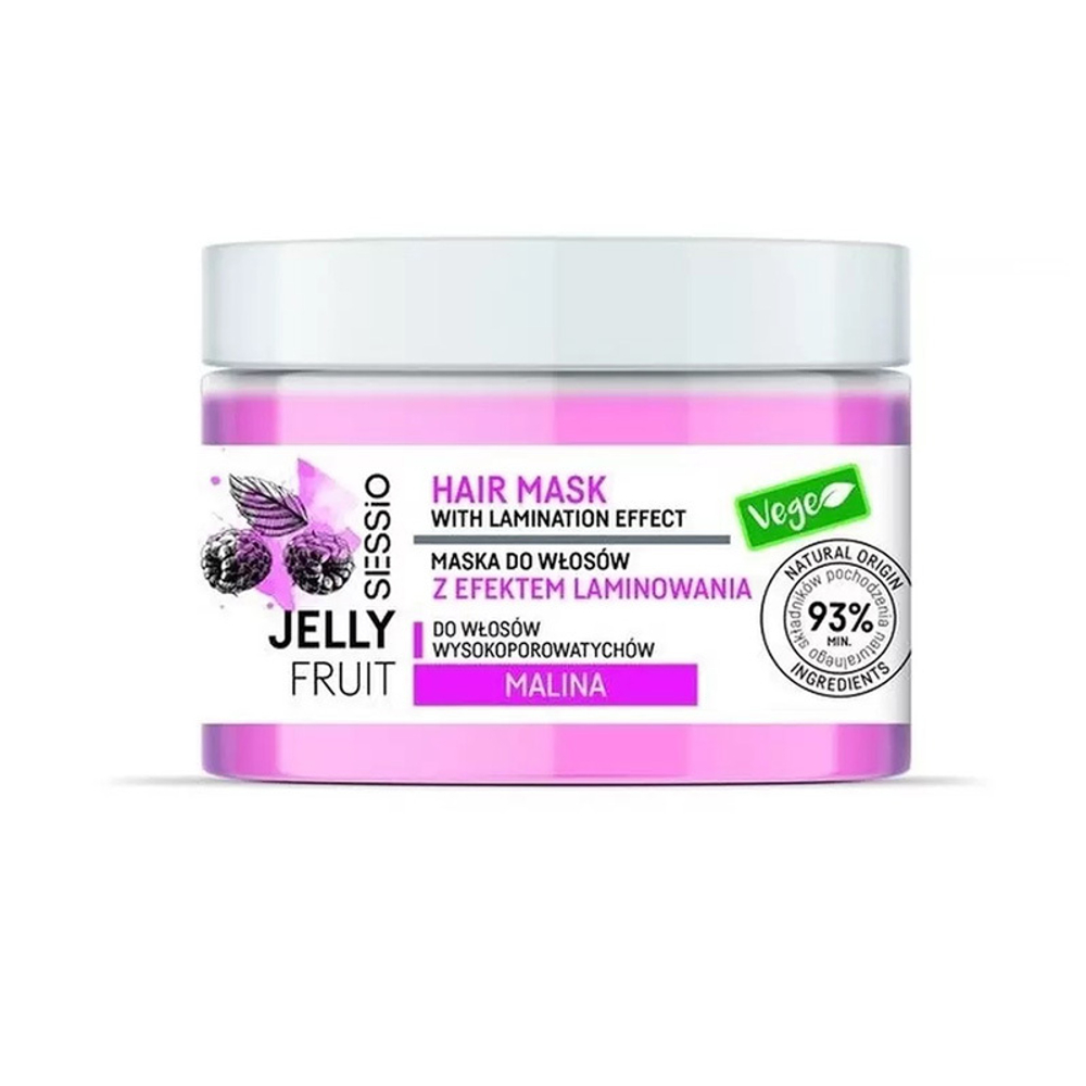 Маска для высокопористых волос с малиной Sessio Jelly Frut, 250 г.