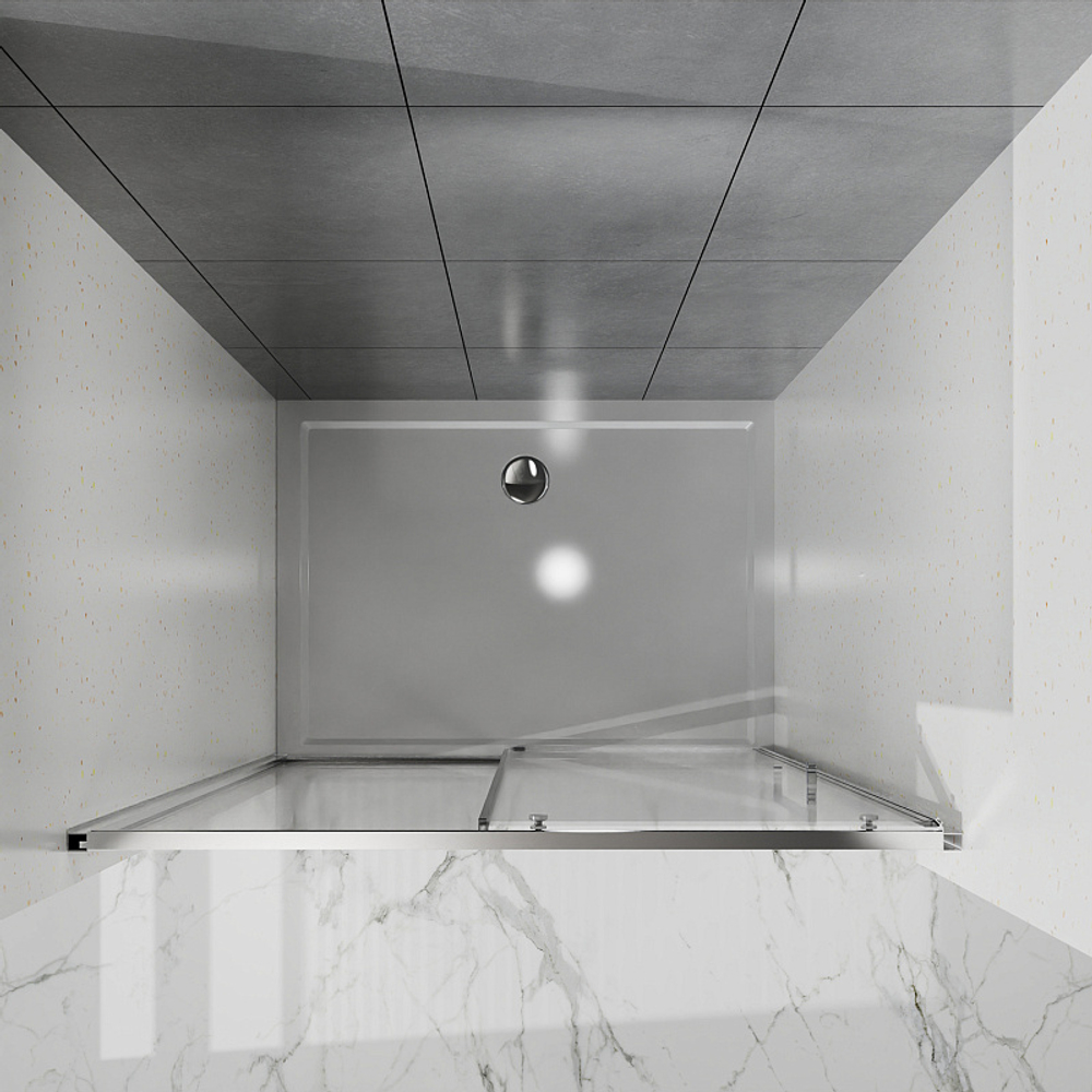 Душевая дверь Azario SHANGHAI раздвижная 110х195, толщина полотна 6мм универсальная, цвет профиля брашированное золото