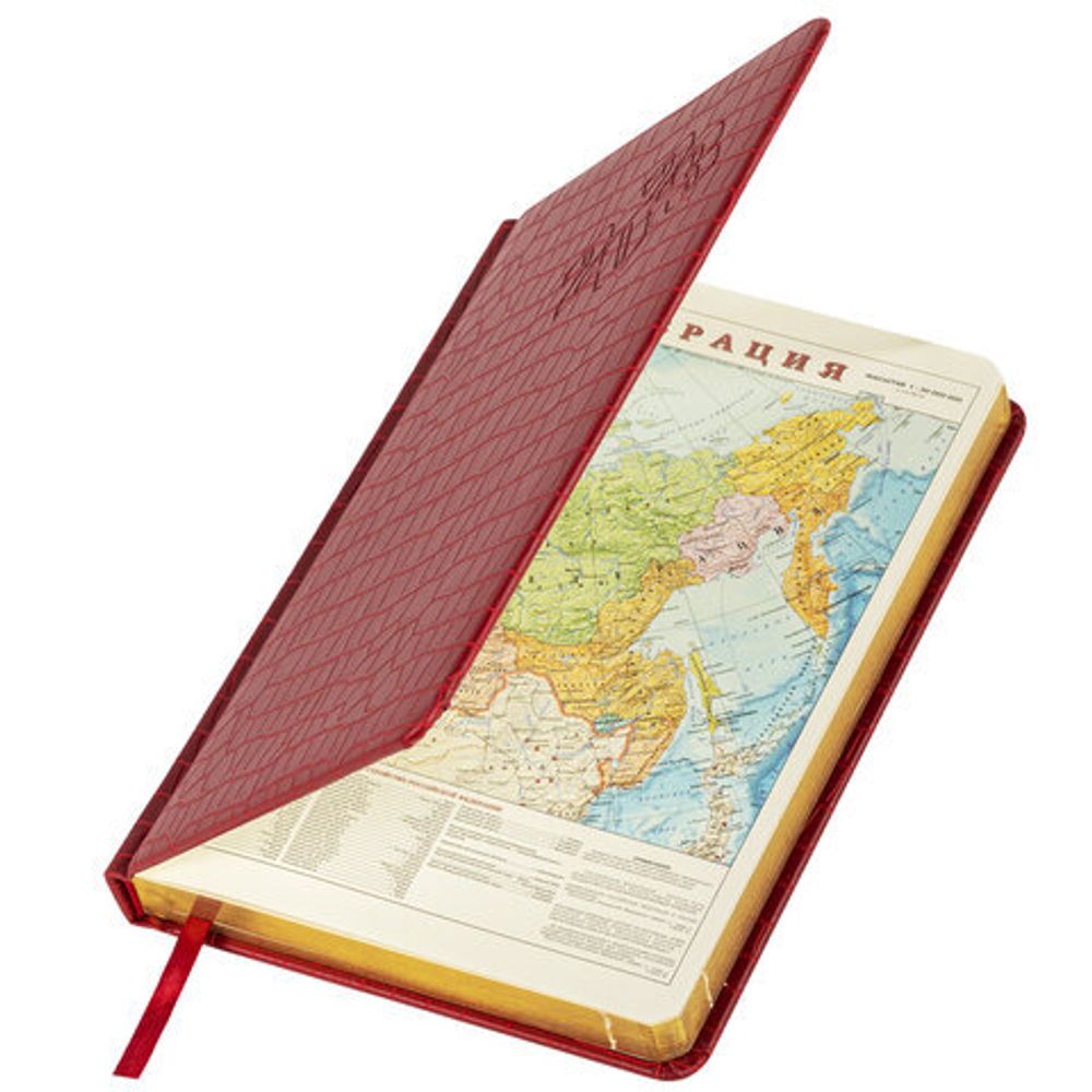 Ежедневник датированный 2023 А5 138x213 мм BRAUBERG "Comodo", под кожу, красный, 114015