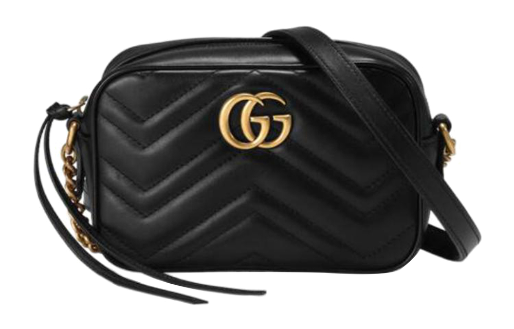 GUCCI GG Marmont Quilted Leather Camera Bag, Chain Bag, Crossbody Bag, Shoulder Bag Mini Women"s Black