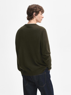 Massimo Dutti Джемпер из 100% кашемира с круглым вырезом, хаки