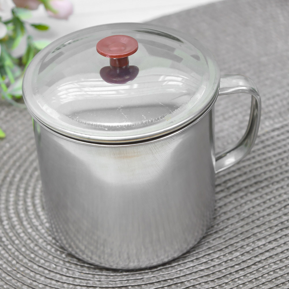 Кружка 10см нерж с крышкой, 02-0019