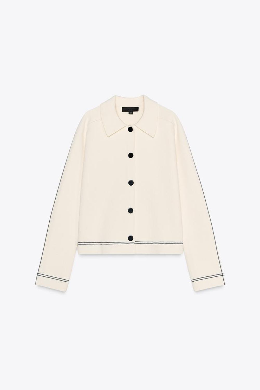 ZARA ТРИКОТАЖНЫЙ КАРДИГАН С КАНТАМИ, ЭКРЮ