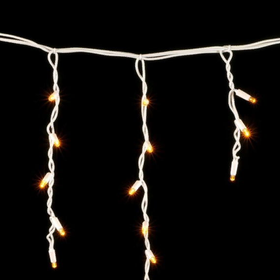 Светодиодная бахрома с колпачком 3,1*0,5 м., 120 желтых LED ламп, каучуковый белый провод, LTC (LL120-8-2Y)