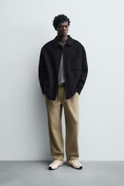 ZARA БРЮКИ RELAXED FIT С РЕЛЬЕФНОЙ СТРУКТУРОЙ, РЫЖЕВАТО-КОРИЧНЕВЫЙ