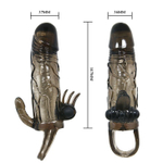 Дымчатая удлиняющая насадка с вибрацией и отростком для преданусного массажа (Цвет: дымчатый)