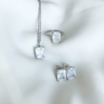 Серьги Сингапур с лунным камнем