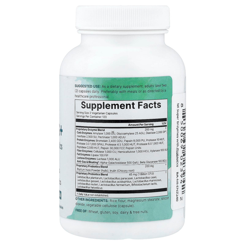 Micro Ingredients, Super Enzymes+, ферменты, 240 вегетарианских капсул