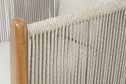 "Сидней" кресло плетеное из роупа, основание тик, каркас алюминий бежевый, роуп бежевый, ткань бежевая