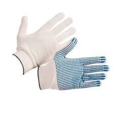 Перчатки хб, 10 класс 5-и нитка, ПВХ покрытие - точка, цвет белый
