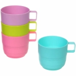 Кружка пластиковая 250мл в наборе 4шт, цвета микс