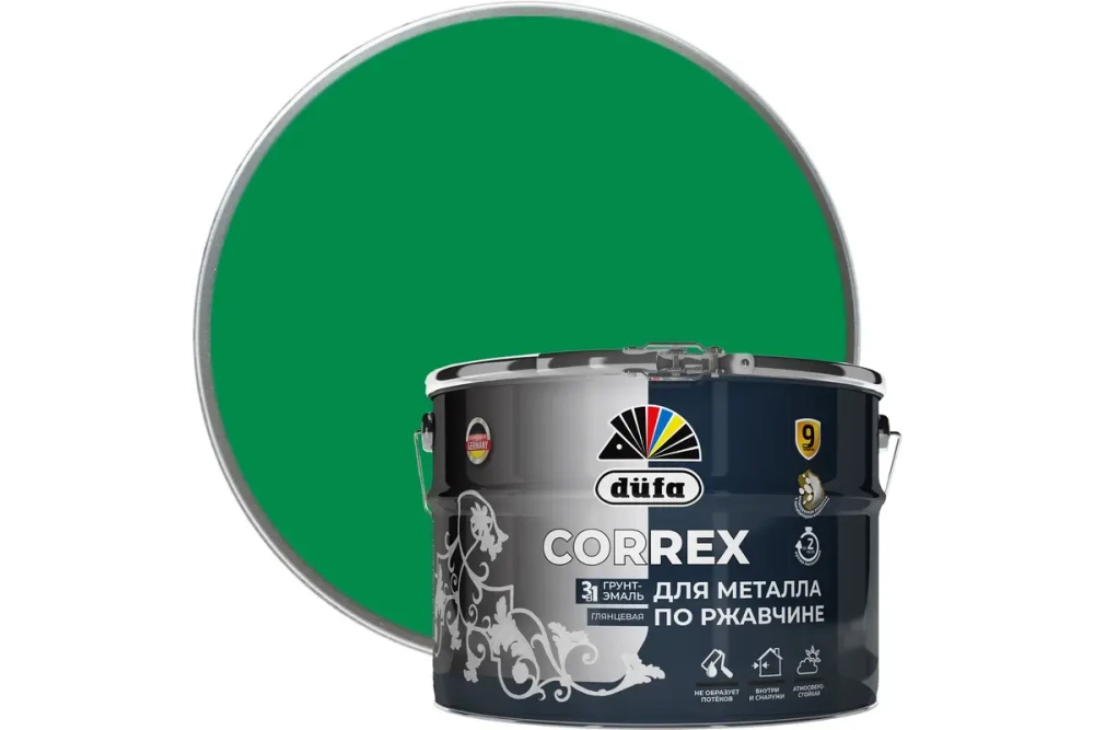 Грунт-эмаль Dufa CORREX 3 в 1 для металла по ржавчине RAL-6029 зеленый