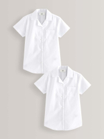 Рубашка школьная с коротким рукавом для девочки Next 701-959, 2 шт., Белый