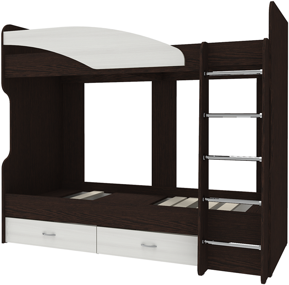 Двухъярусная кровать КарИВи Мийа Венге Белое Дерево