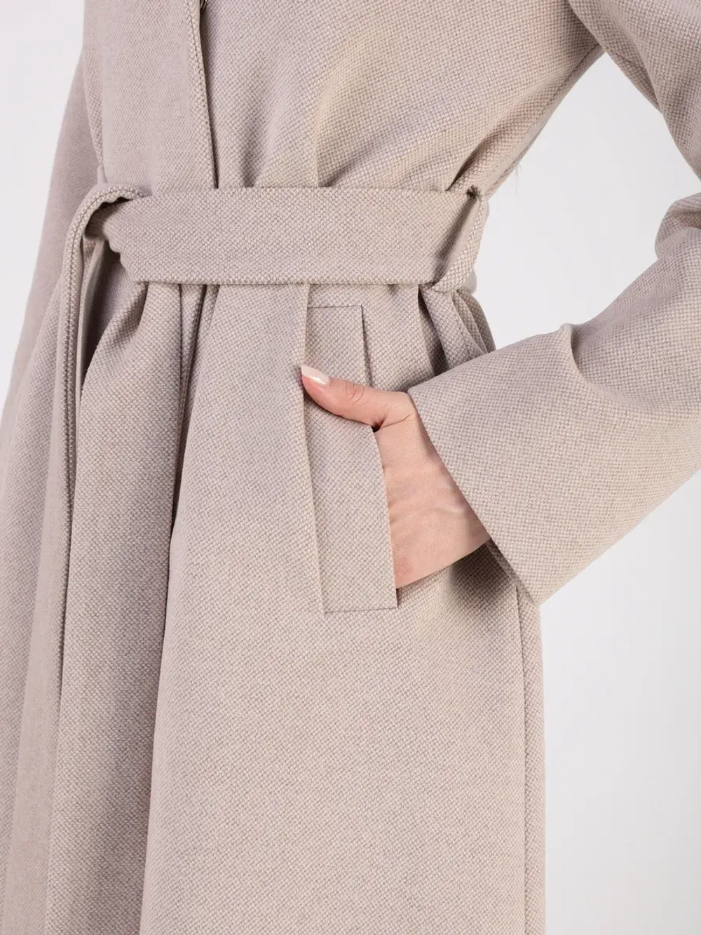 Пальто демисезонное длинное с поясом